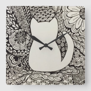 Cat Doodle Wall Clock
