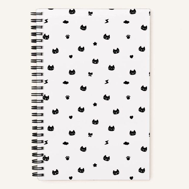 Cat Doodle White Notebook (Front)