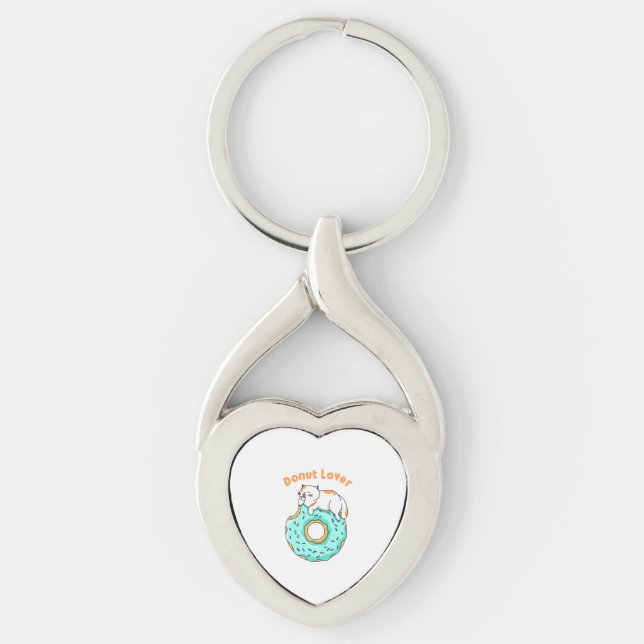 Cat Doughnut Lover Key Ring (Front)