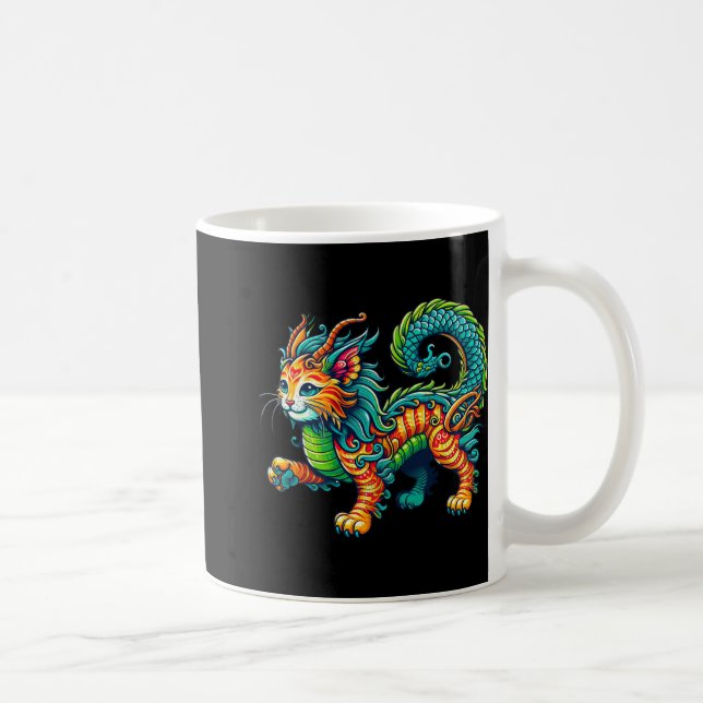Cat Dragon Happy Chinese New Year 2024 Womens Mens Coffee Mug (Right)