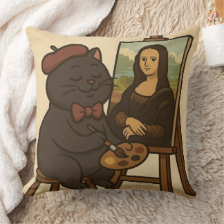 Cat drawing Mona  Cushion