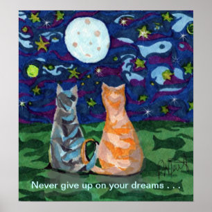 Cat Dreams and Full Moon Poster