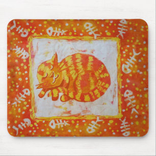 Cat dreams of fish mouse pad