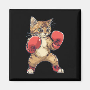 Cat Dressed As A Boxer Funny Boxing Men Women Kids Magnet