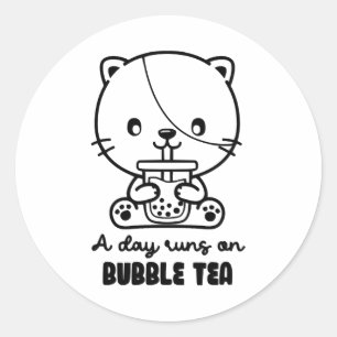 Cat Drink Bubble Tea, Boba Tea Clipart Classic Round Sticker