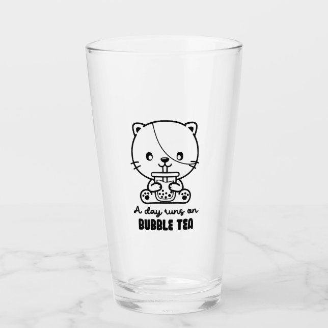 Cat Drink Bubble Tea, Boba Tea Clipart Glass (Front)
