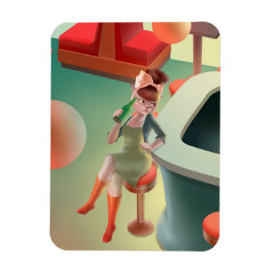 Cat Drinking Beer at Bar Magnet