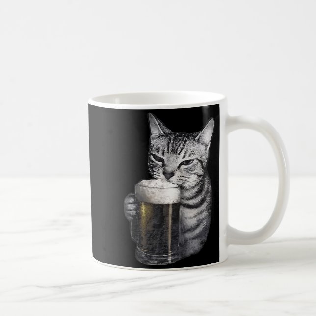 Cat drinking beer  coffee mug (Right)
