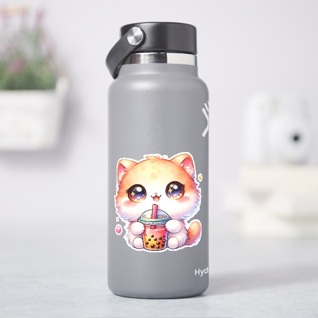 Cat Drinking Boba Cute Bubble Tea (HydroFlask)