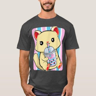 Cat Drinking Boba LGBT-Q Transgender Pride Trans F T-Shirt
