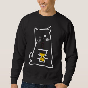Cat Drinking Bubble Tea  Womens Boba Sweatshirt