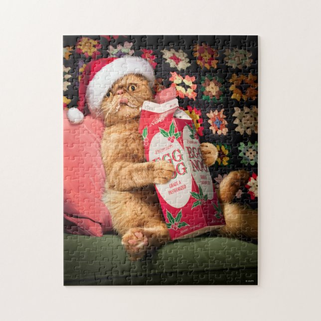 Cat Drinking Egg Nog Jigsaw Puzzle (Vertical)