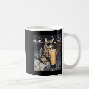 Cat Drinking Iced Coffee Funny Animal Meme Men Wom Mug