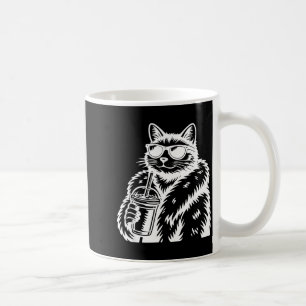 Cat Drinking Iced Coffee Funny Animal Meme Mug