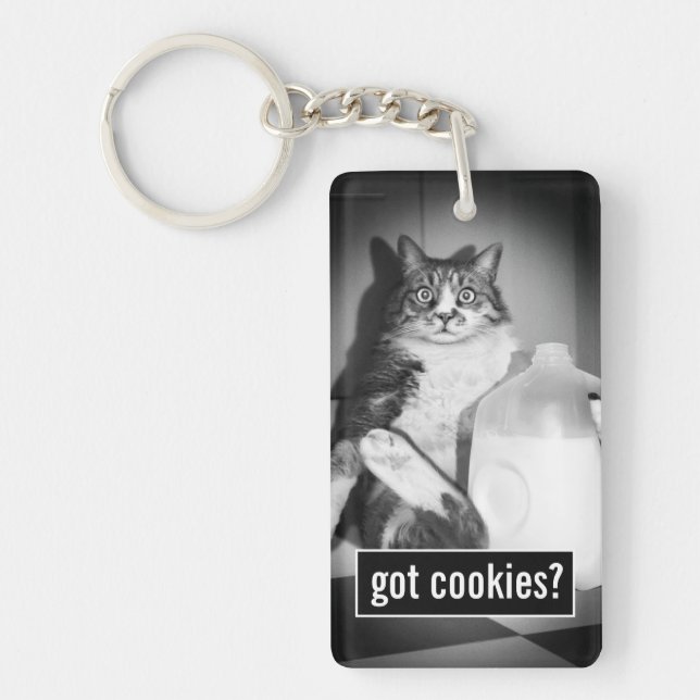 Cat Drinking Milk From Jug Key Ring (Front)
