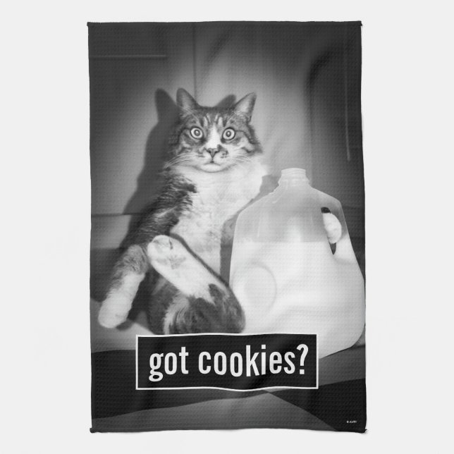 Cat Drinking Milk From Jug Tea Towel (Vertical)