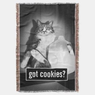 Cat Drinking Milk From Jug Throw Blanket