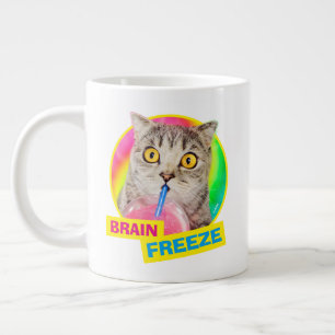 Cat Drinking Slushie Large Coffee Mug