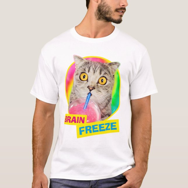 Cat Drinking Slushie T-Shirt (Front)