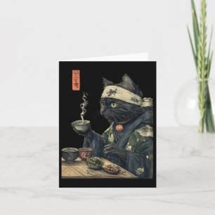 Cat Drinking Tea Japanese Tea Ceremony Art Print P Card