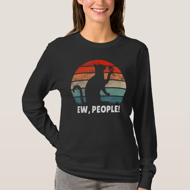 Cat Drinking Wine Ew People T-Shirt (Front)