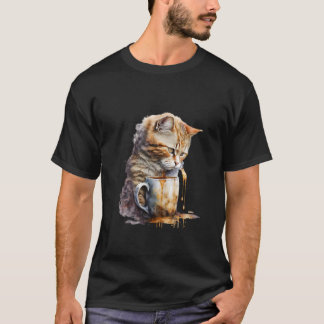 Cat Drinks Cappuccino T-Shirt