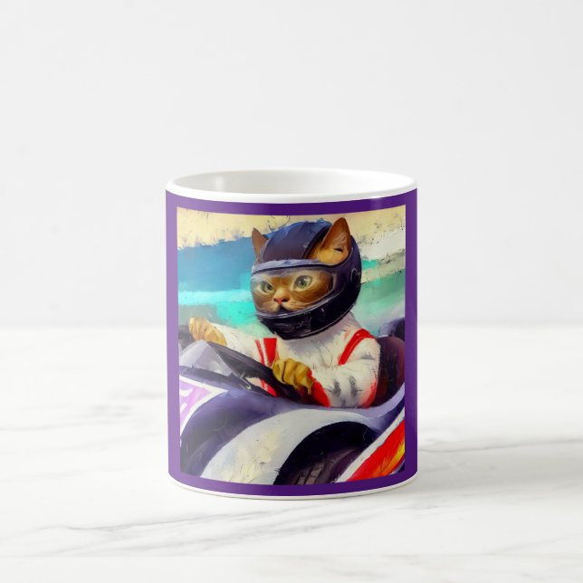 Cat Driving a Racecar Coffee Mug (Center)