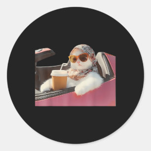 Cat Driving Meme Rage Is Consuming Me Silly Humour Classic Round Sticker