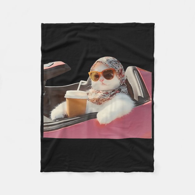 Cat Driving Meme Rage Is Consuming Me Silly Humour Fleece Blanket (Front)