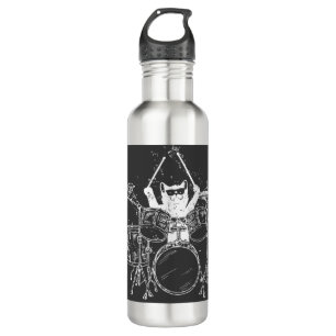 Cat Drummer Playing Drums 710 Ml Water Bottle