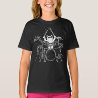 Cat Drummer Playing Drums Girl