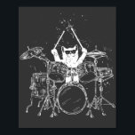 Cat Drummer Playing Drums Poster<br><div class="desc">Punk Rockstar Kitten Kitty Cat Drummer Playing Drums Graphic design Gift Poster Classic Collection.</div>
