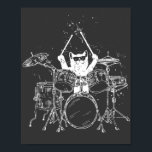 Cat Drummer Playing Drums Poster<br><div class="desc">Punk Rockstar Kitten Kitty Cat Drummer Playing Drums Graphic design Gift Poster Classic Collection.</div>