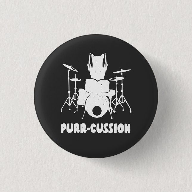 Cat Drummer Purr Cussion Funny 3 Cm Round Badge (Front)