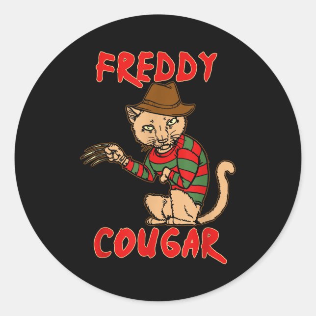 Cat _ Dy Cougar -funny Halloween For Men Women Kid Classic Round Sticker (Front)
