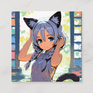 Cat-Eared Radiance Square Business Card