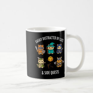 Cat Easily Distracted By Cat & Side Quests Rpg Coffee Mug