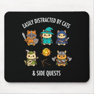 Cat Easily Distracted By Cat &amp; Side Quests Rpg Mouse Pad