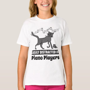 Cat Easily Distracted by Piano Players T-Shirt