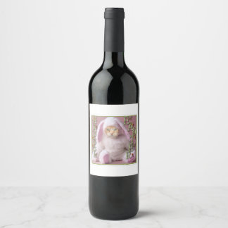 Cat Easter Bunny Claude Holiday Card Gift Tags Wine Label