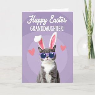 Cat Easter Granddaughter Heart Card