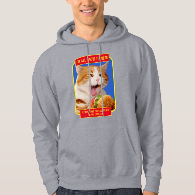 Cat Eating Cheeseburger Hoodie (Front)