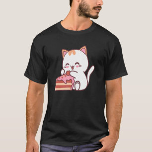 Cat Eating Delicious Cake Candy Backing T-Shirt