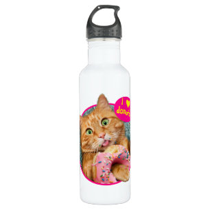 Cat Eating Donut 710 Ml Water Bottle