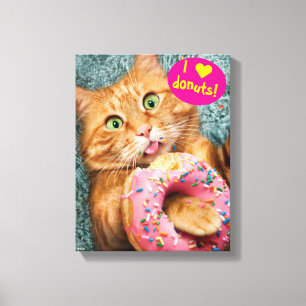Cat Eating Donut Canvas Print