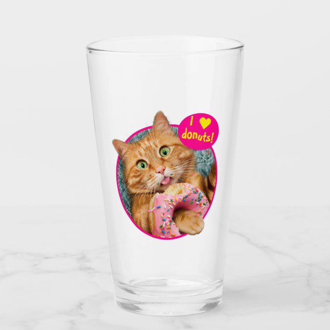 Cat Eating Donut Glass (Front)