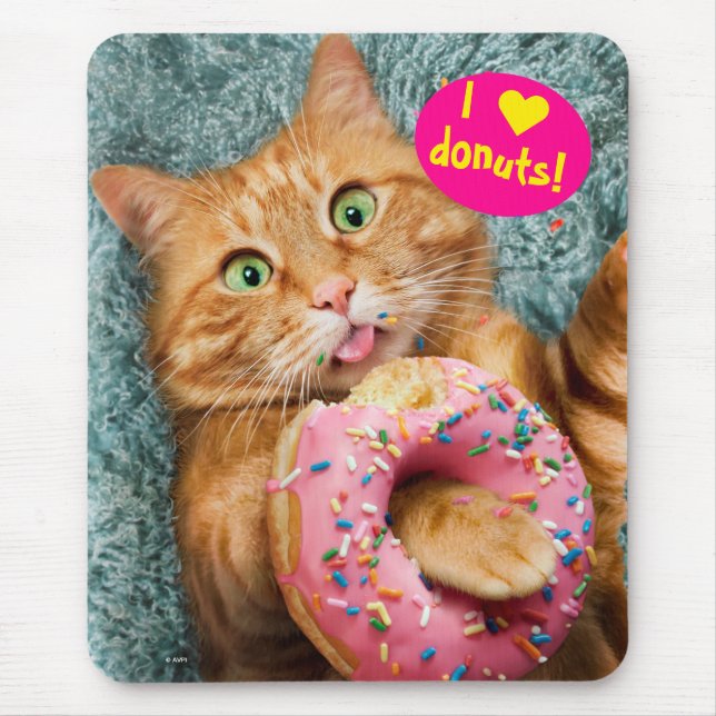 Cat Eating Donut Mouse Pad (Front)