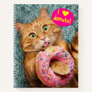 Cat Eating Doughnut Notebook