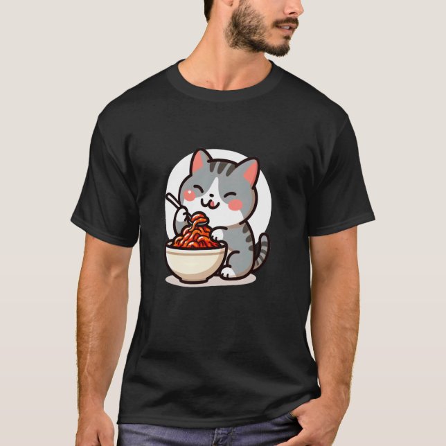 Cat Eating Kimchi T-Shirt (Front)