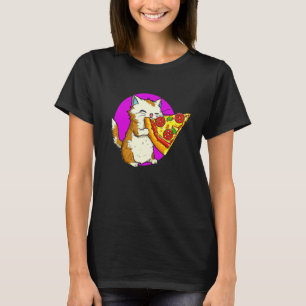 Cat Eating Pizza Cat And Pizza  Design T-Shirt